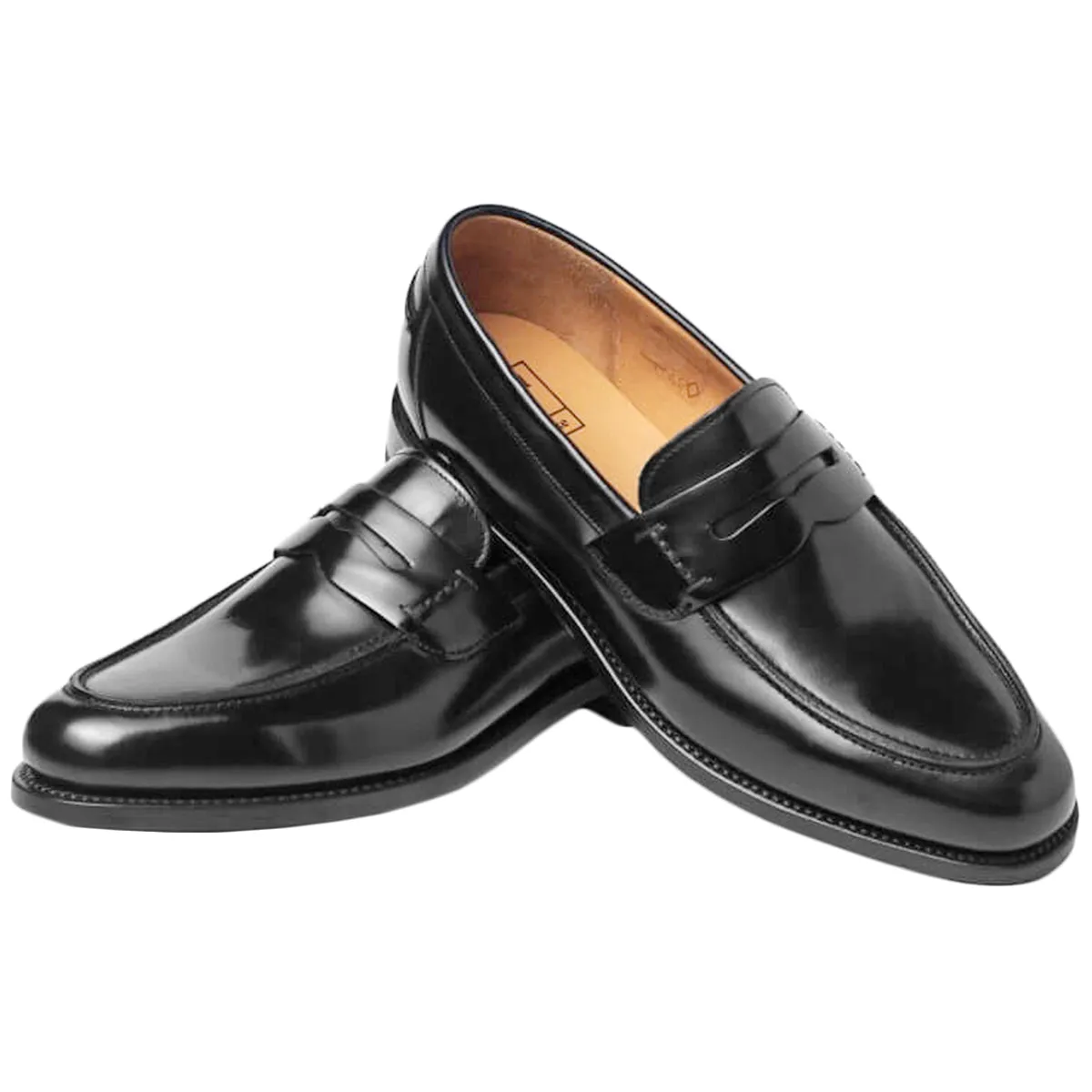 256B-BLK Leather Men's Slip On Shoes - UK 8.5 - US 9.5 Men - EU 43