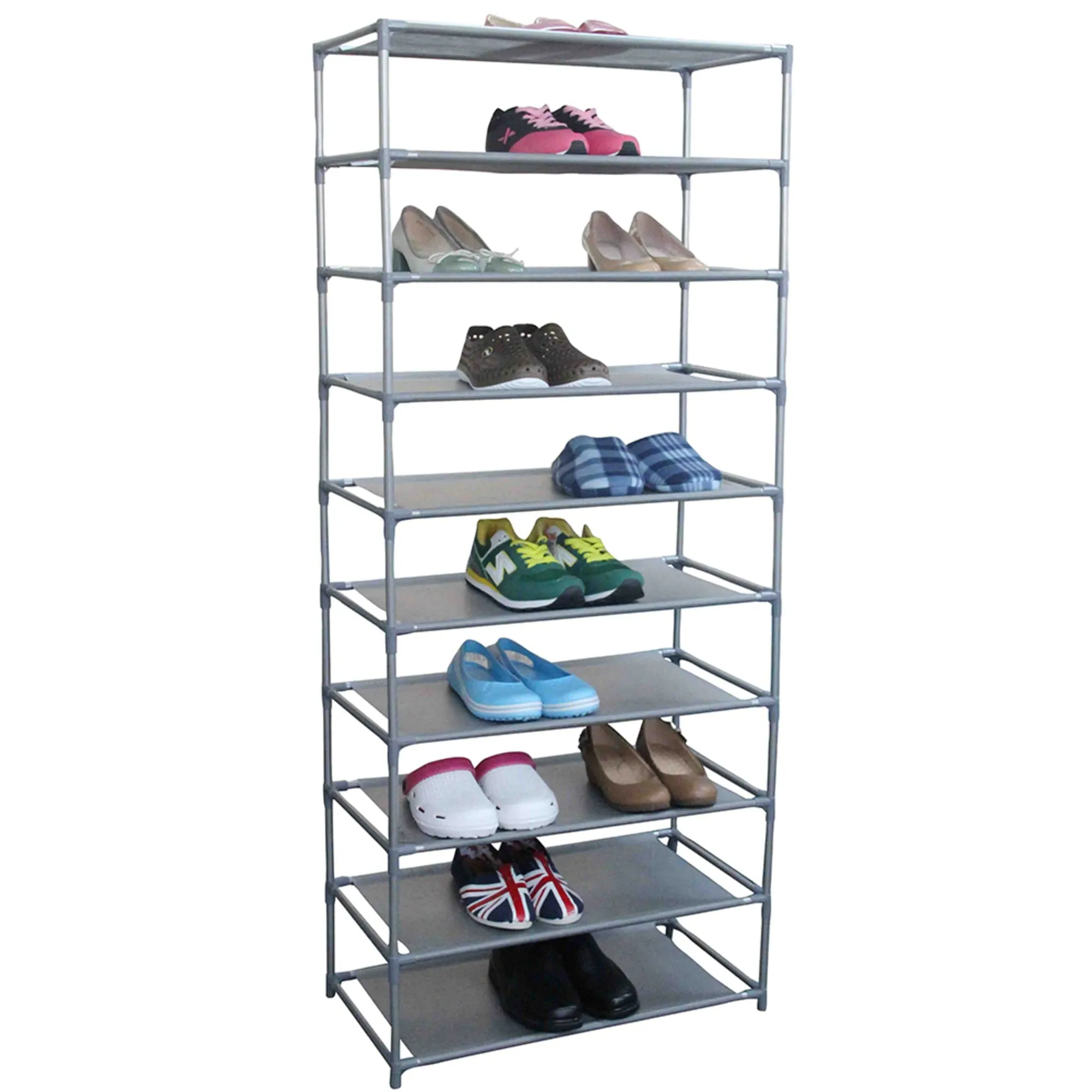 30  Pair Non-Woven Multi-Purpose Stackable Free-Standing Shoe Rack, Grey