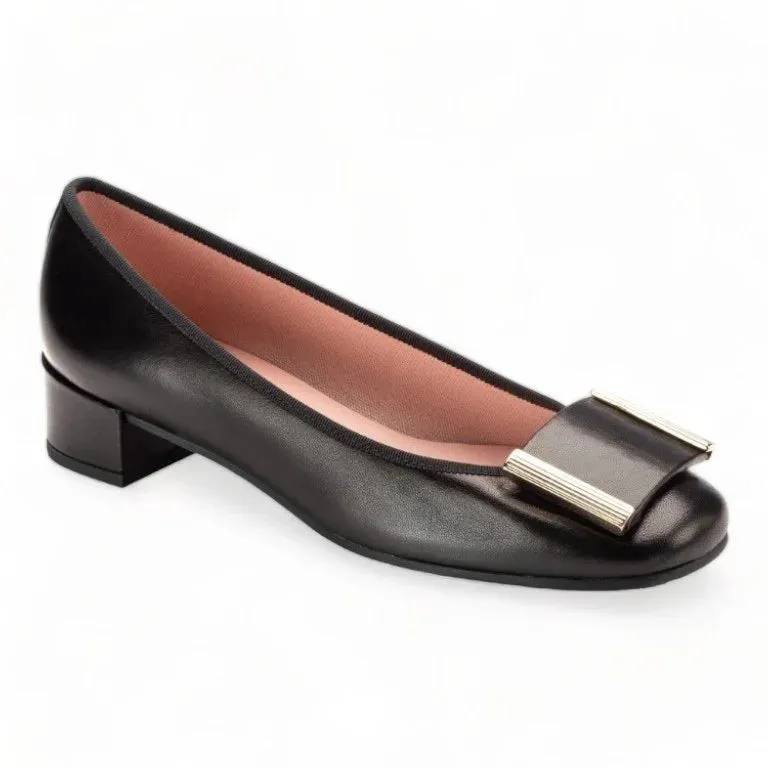 49599 - Black Soft Leather Heel for Teen/Women by Pretty Ballerinas