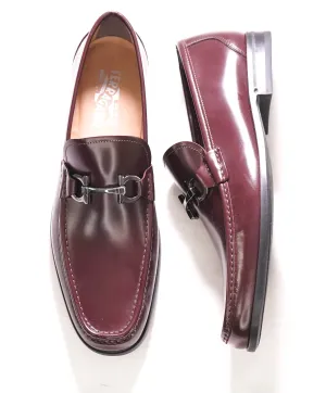 $850 SALVATORE FERRAGAMO -“GRANDIOSO" Gancini Loafer Cherry Brown Leather - 10.5D