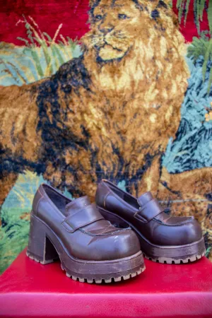 90s Brown Platform Loafers