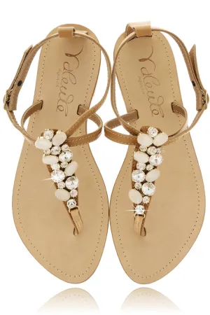 ANGELO VALENTE ZORA Beige Crystal Sandals