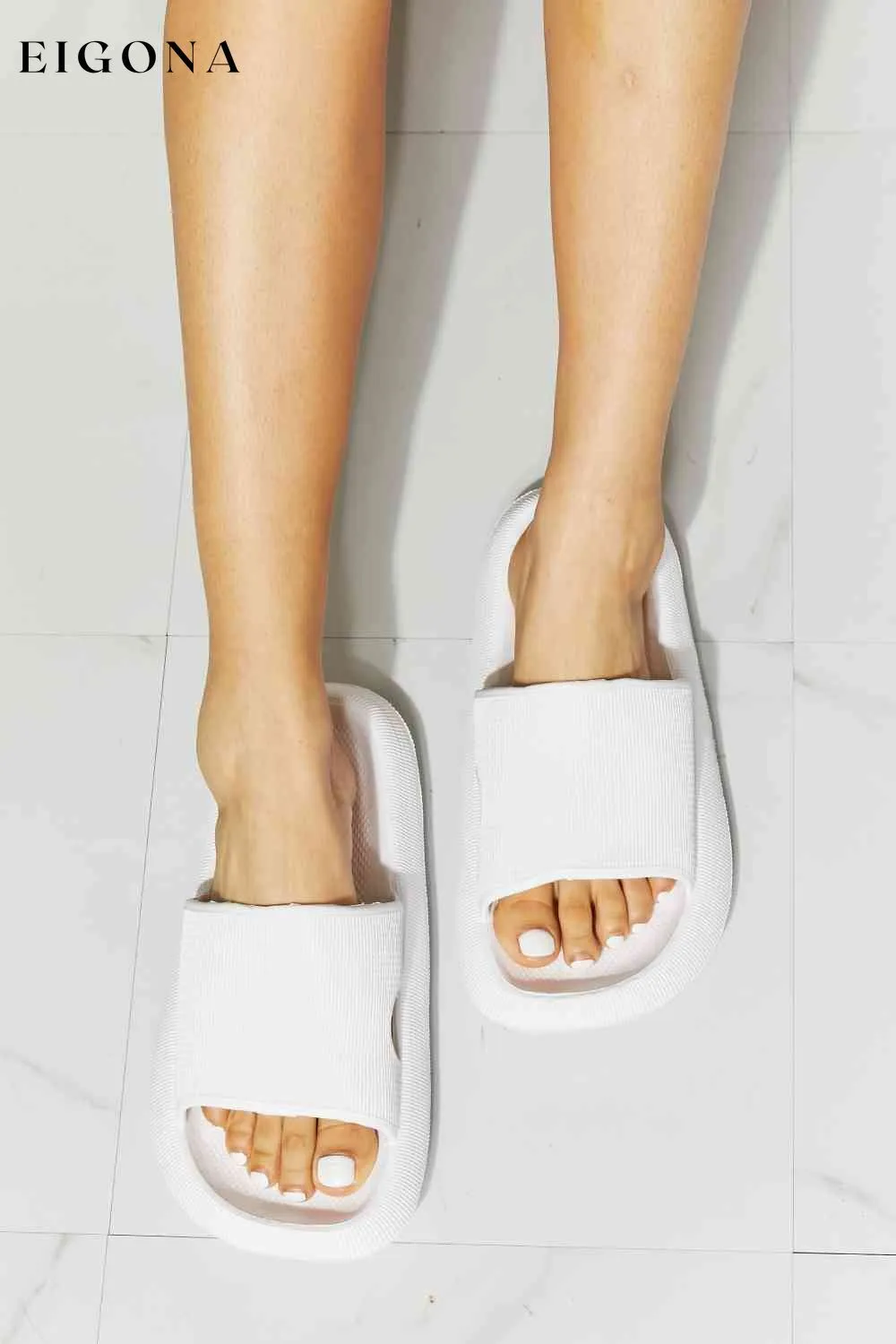 Arms Around Me Open Toe Slide in White