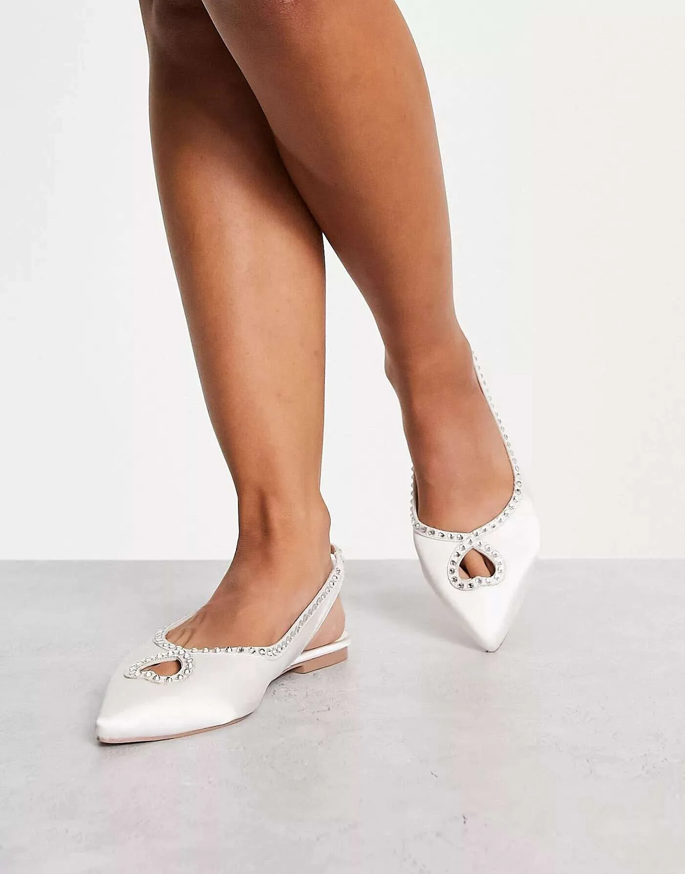 ASOS Wide Fit Lust Ballet Flats With Heart Diamonds In Ivory