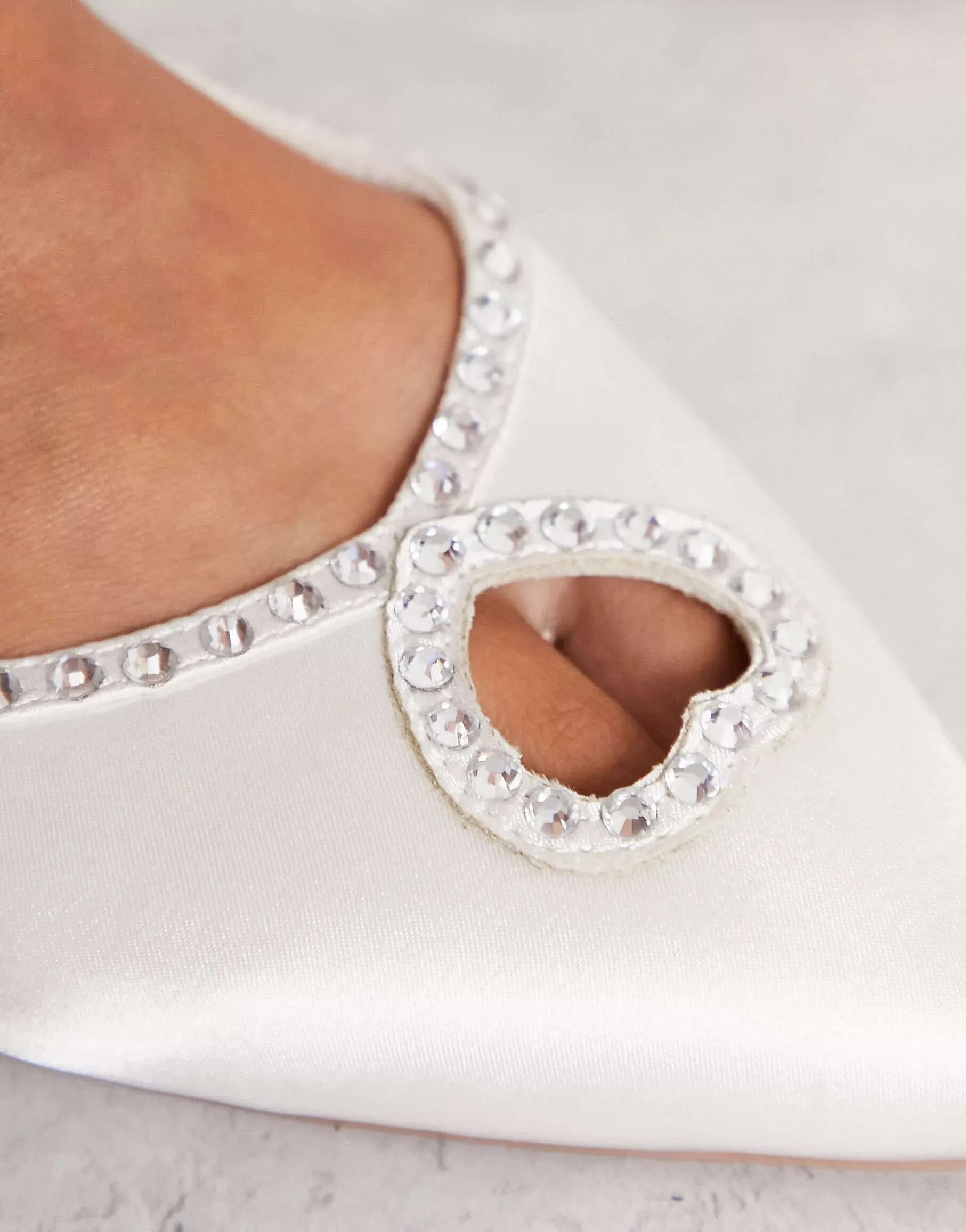 ASOS Wide Fit Lust Ballet Flats With Heart Diamonds In Ivory