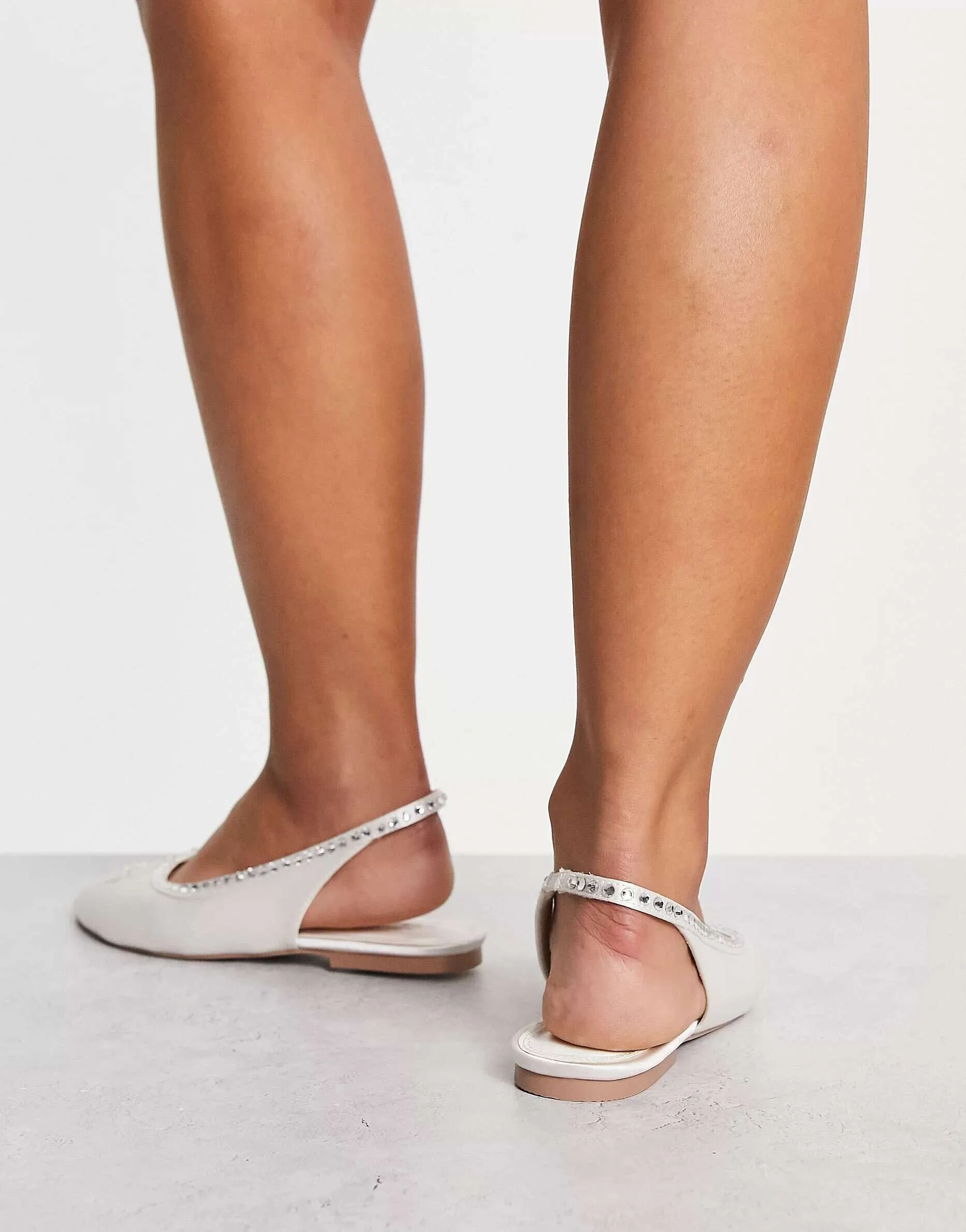 ASOS Wide Fit Lust Ballet Flats With Heart Diamonds In Ivory