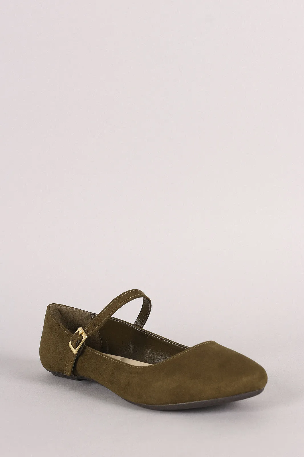 Bamboo Suede Round Toe Mary Jane Ballet Flat