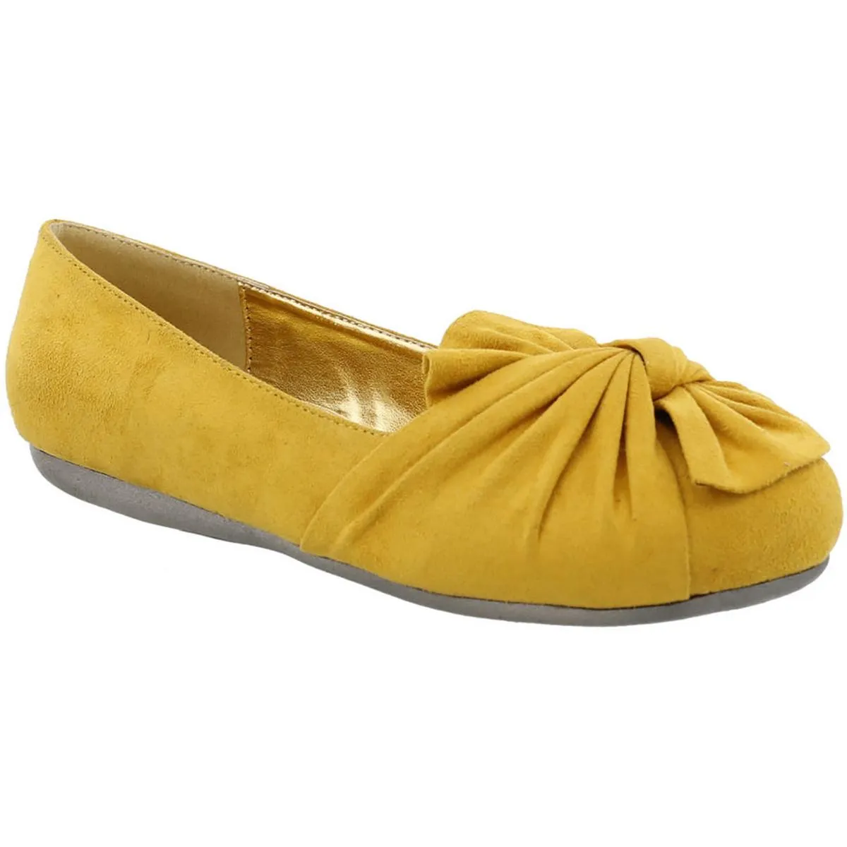 Bellini Womens Snug Faux Suede Ruched Ballet Flats