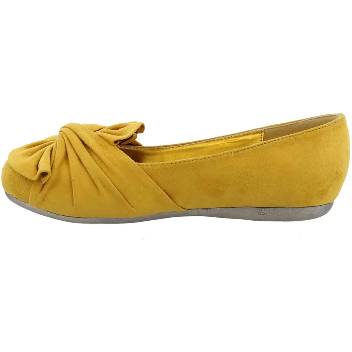 Bellini Womens Snug Faux Suede Ruched Ballet Flats