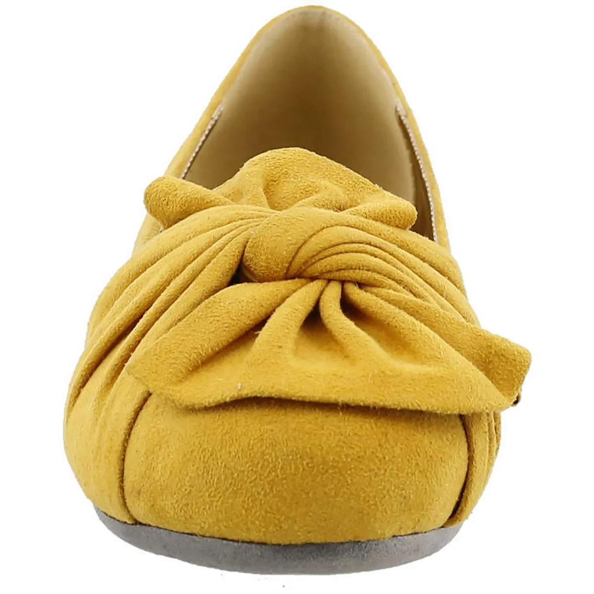 Bellini Womens Snug Faux Suede Ruched Ballet Flats