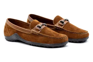 Bill Safari Kudu Suede Horse Bit Loafers - Tobacco