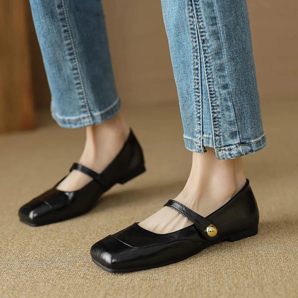 binfenxie  -  2024 Spring New Women Shoes Fashion Concise Casual Shoes British Style Classic Mary Jane Shoe Shallow Comfortable Flats Shoes