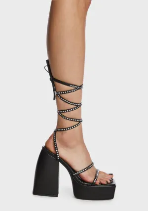 Black Helena Diamante Platform Heels