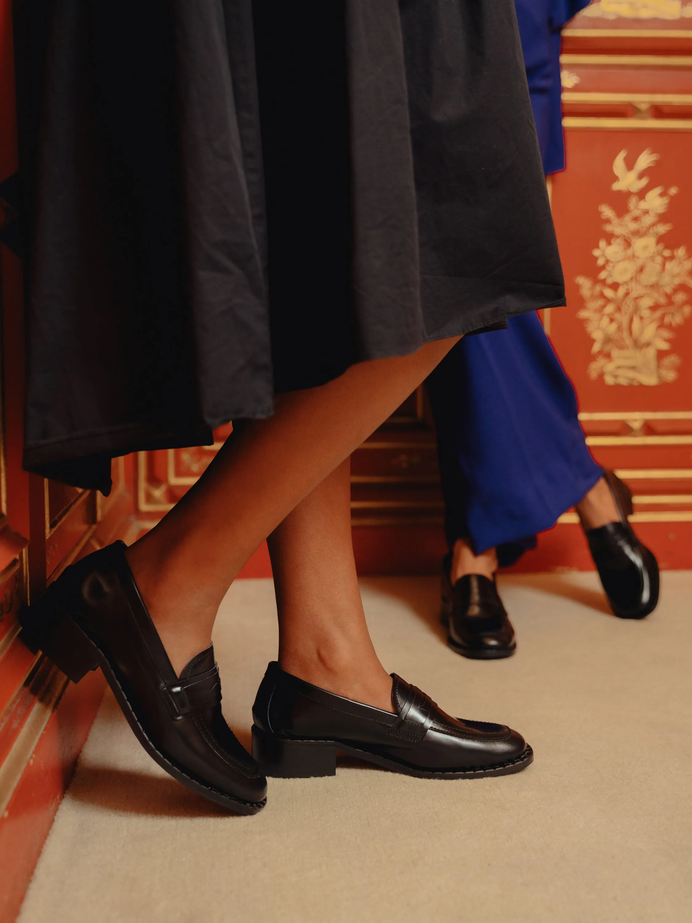 Black Mid-Heel Loafer