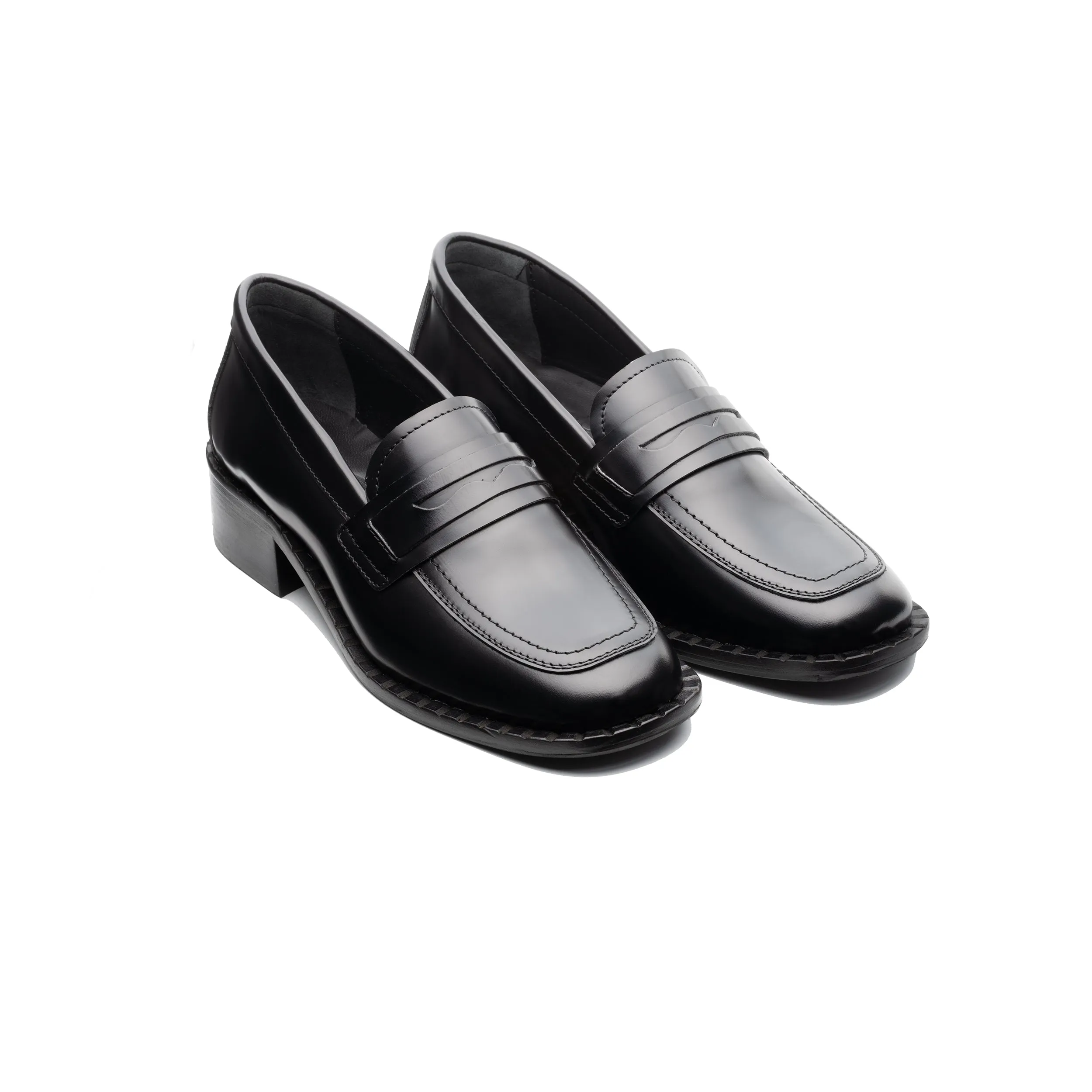 Black Mid-Heel Loafer