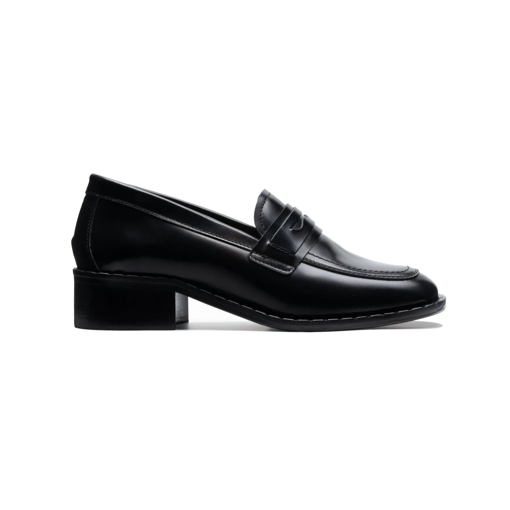 Black Mid-Heel Loafer