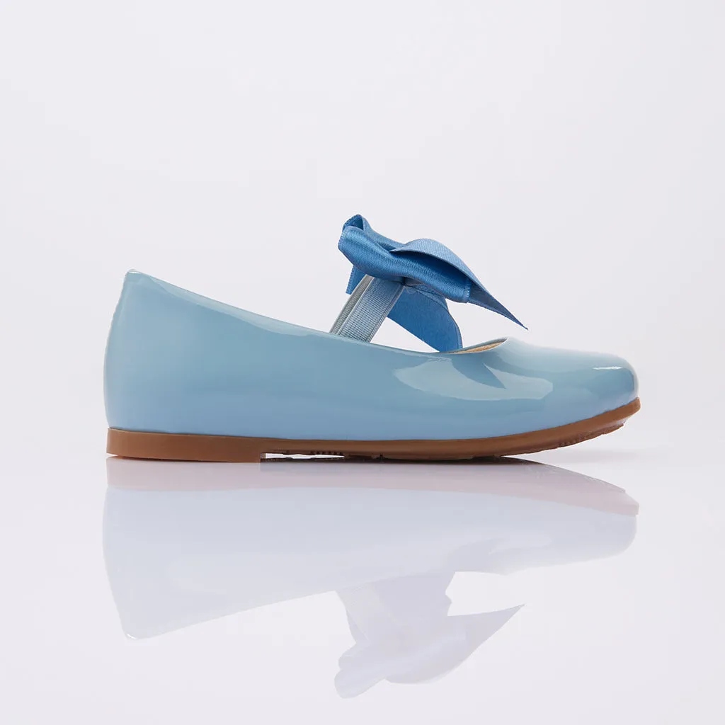 Blue Patent Baby Bow Flats