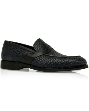 Blue Woven Monaco Leather Penny Loafer