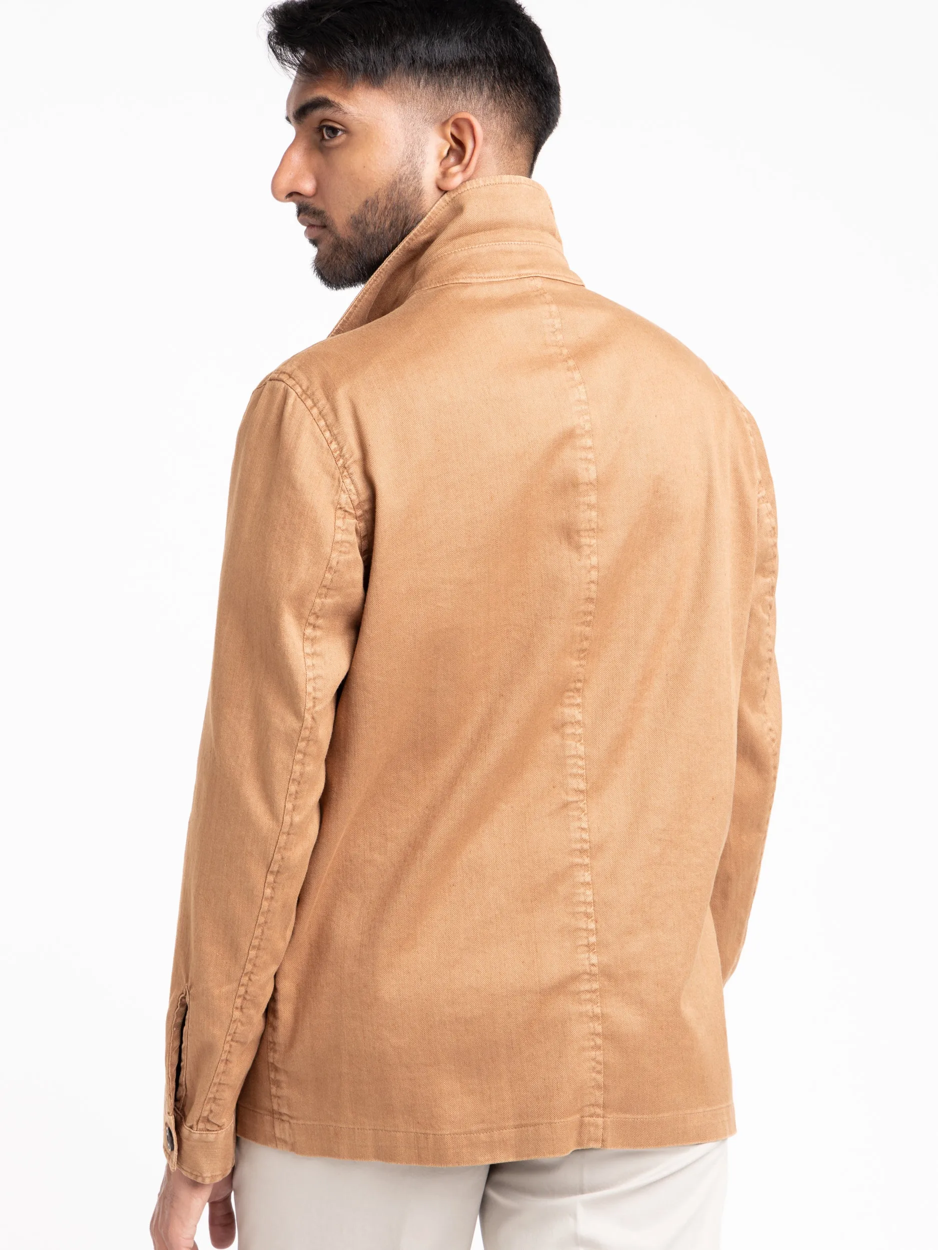 Brown Garment-Dyed Overshirt