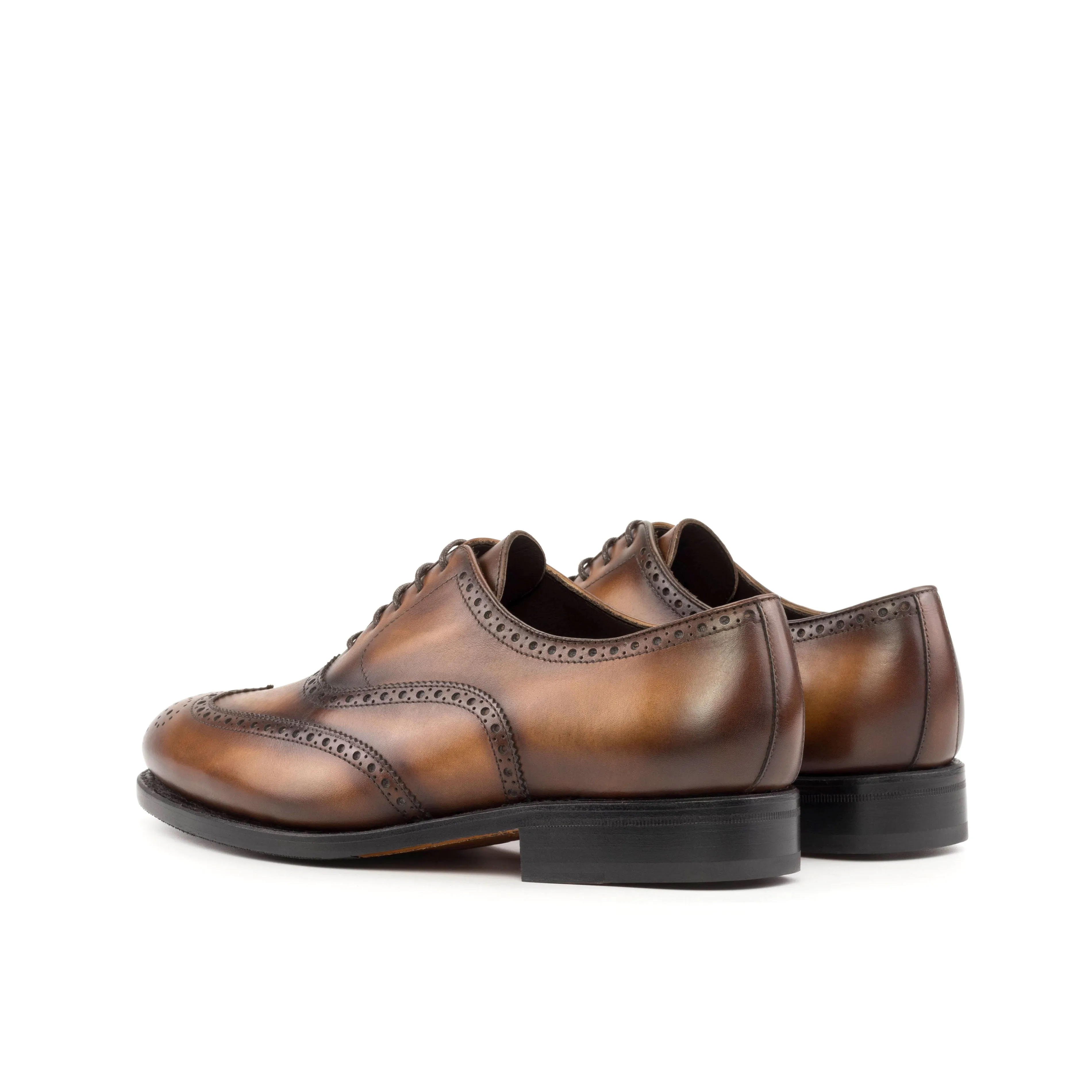 Burnished Medium Brown Calf Leather Brogue Shoes