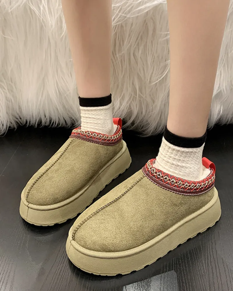 Casual solid color plus velvet warm flats