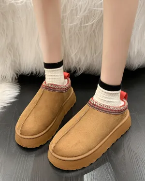 Casual solid color plus velvet warm flats