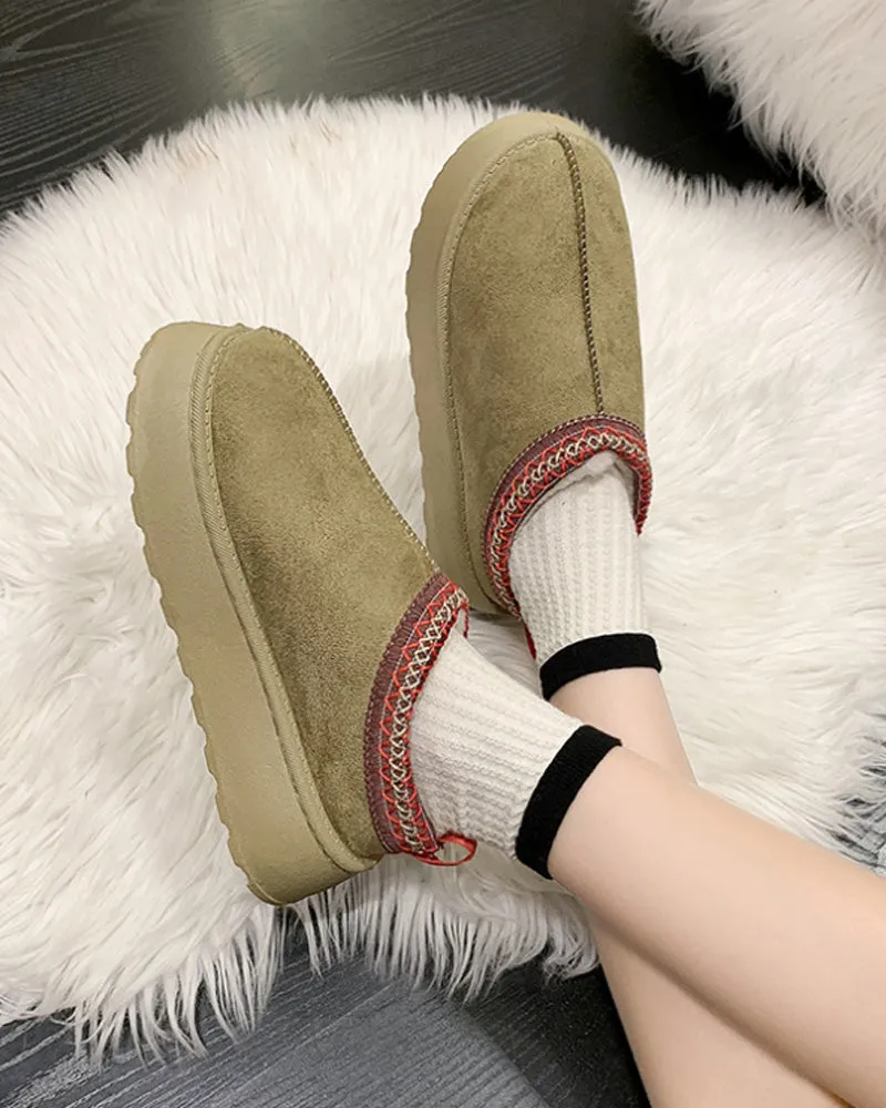 Casual solid color plus velvet warm flats