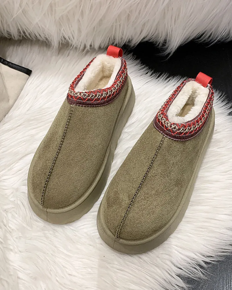 Casual solid color plus velvet warm flats