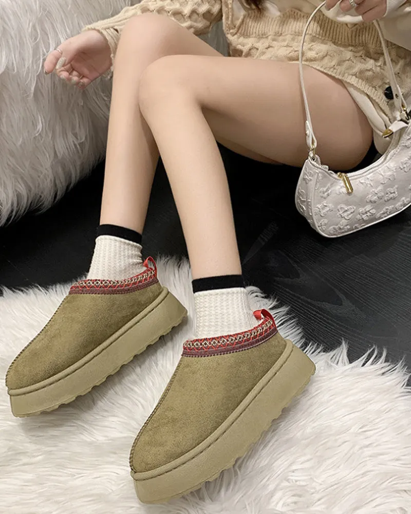 Casual solid color plus velvet warm flats