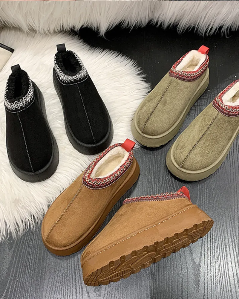 Casual solid color plus velvet warm flats