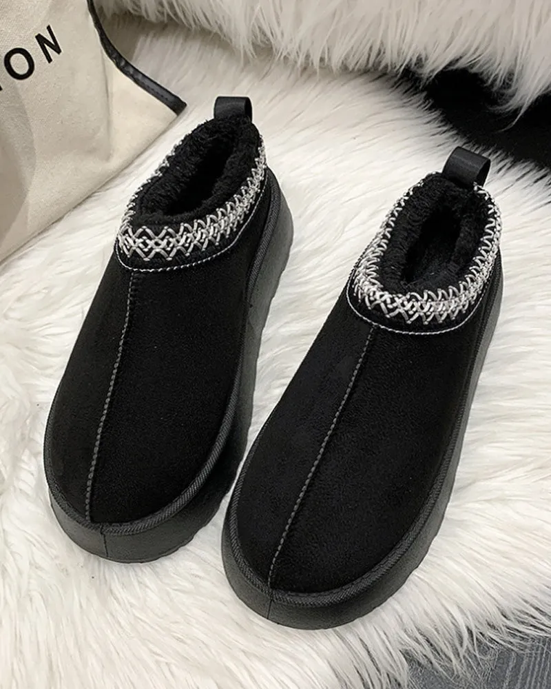 Casual solid color plus velvet warm flats