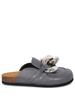 Chain grey leather loafers