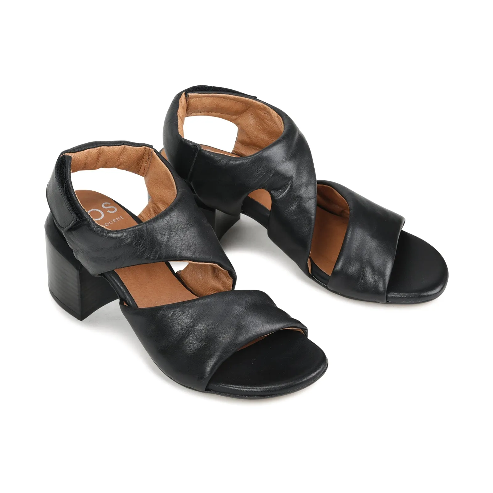 CHARBEL LEATHER BLOCK HEEL SANDALS