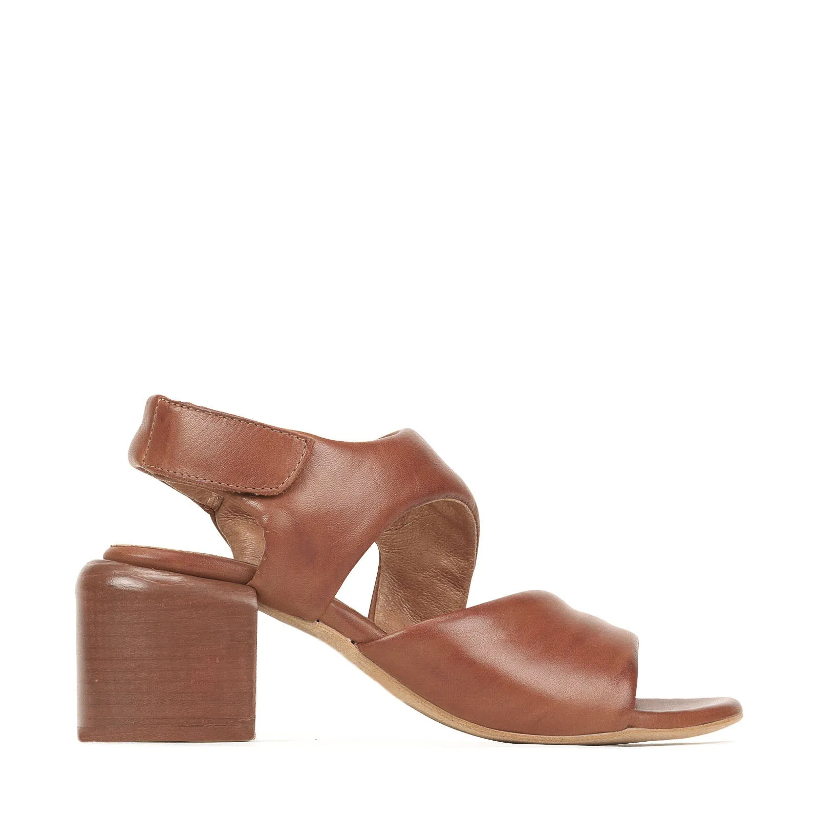 CHARBEL LEATHER BLOCK HEEL SANDALS