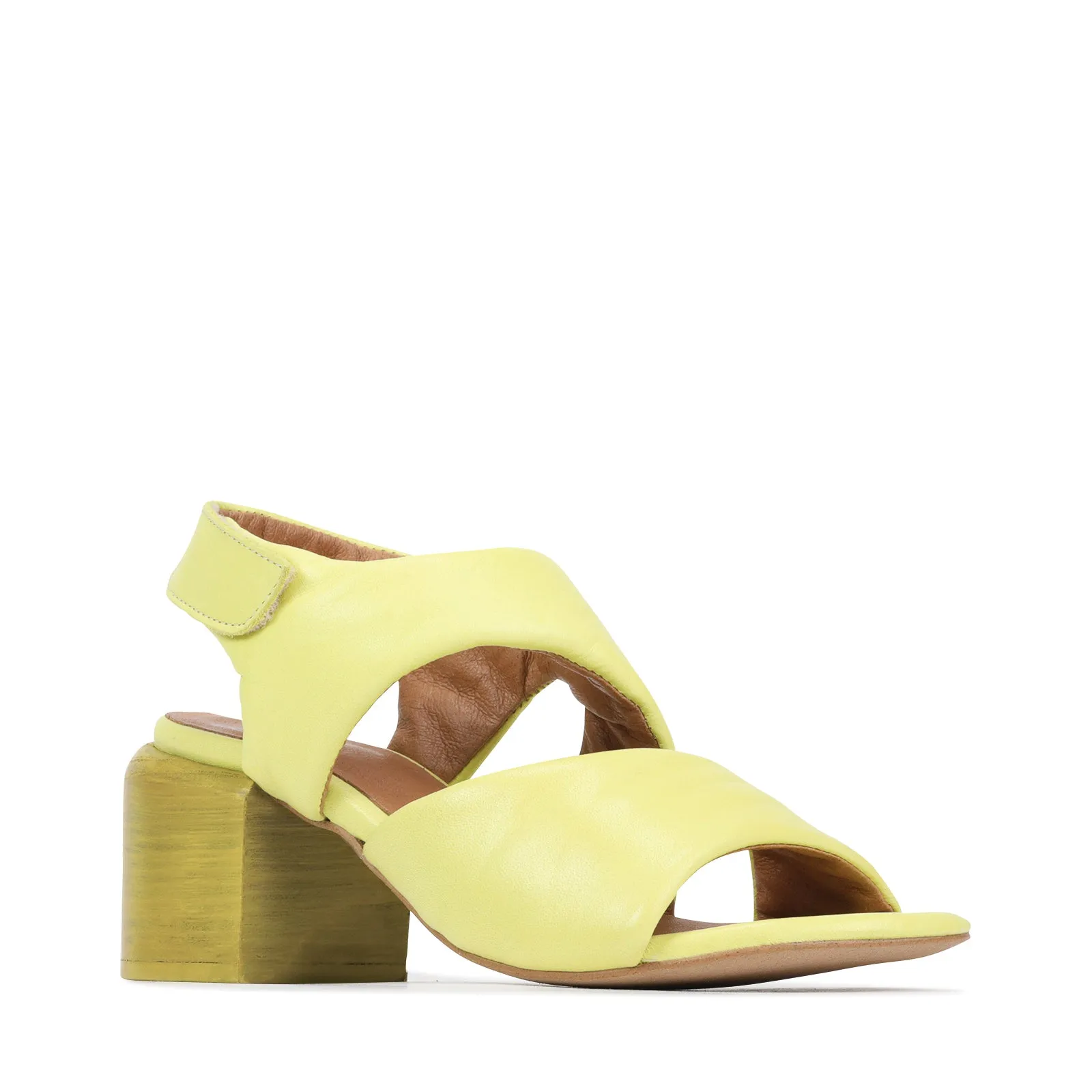 CHARBEL LEATHER BLOCK HEEL SANDALS