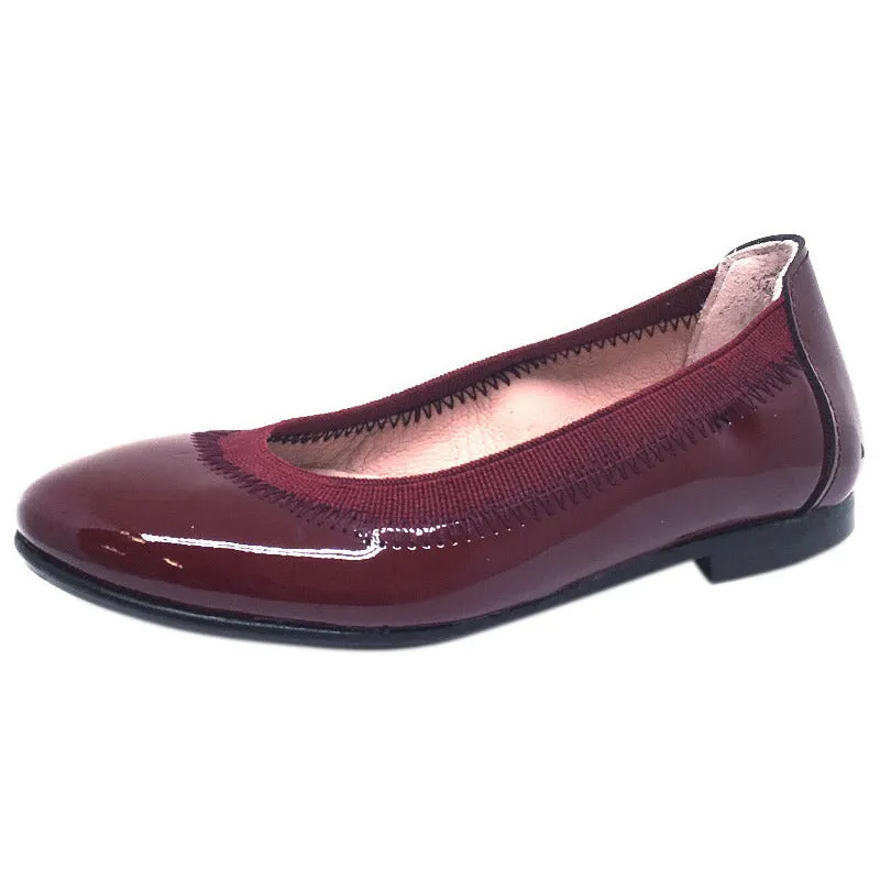 Chupetin 9315 Burgundy Patent Leather Elastic Slip On Ballet Flats