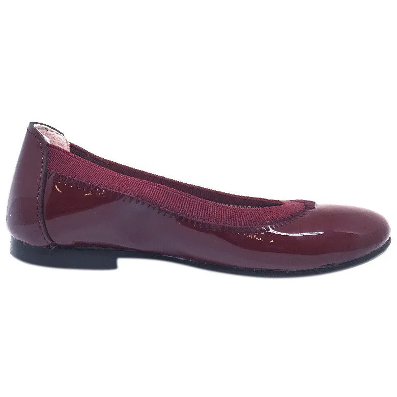 Chupetin 9315 Burgundy Patent Leather Elastic Slip On Ballet Flats