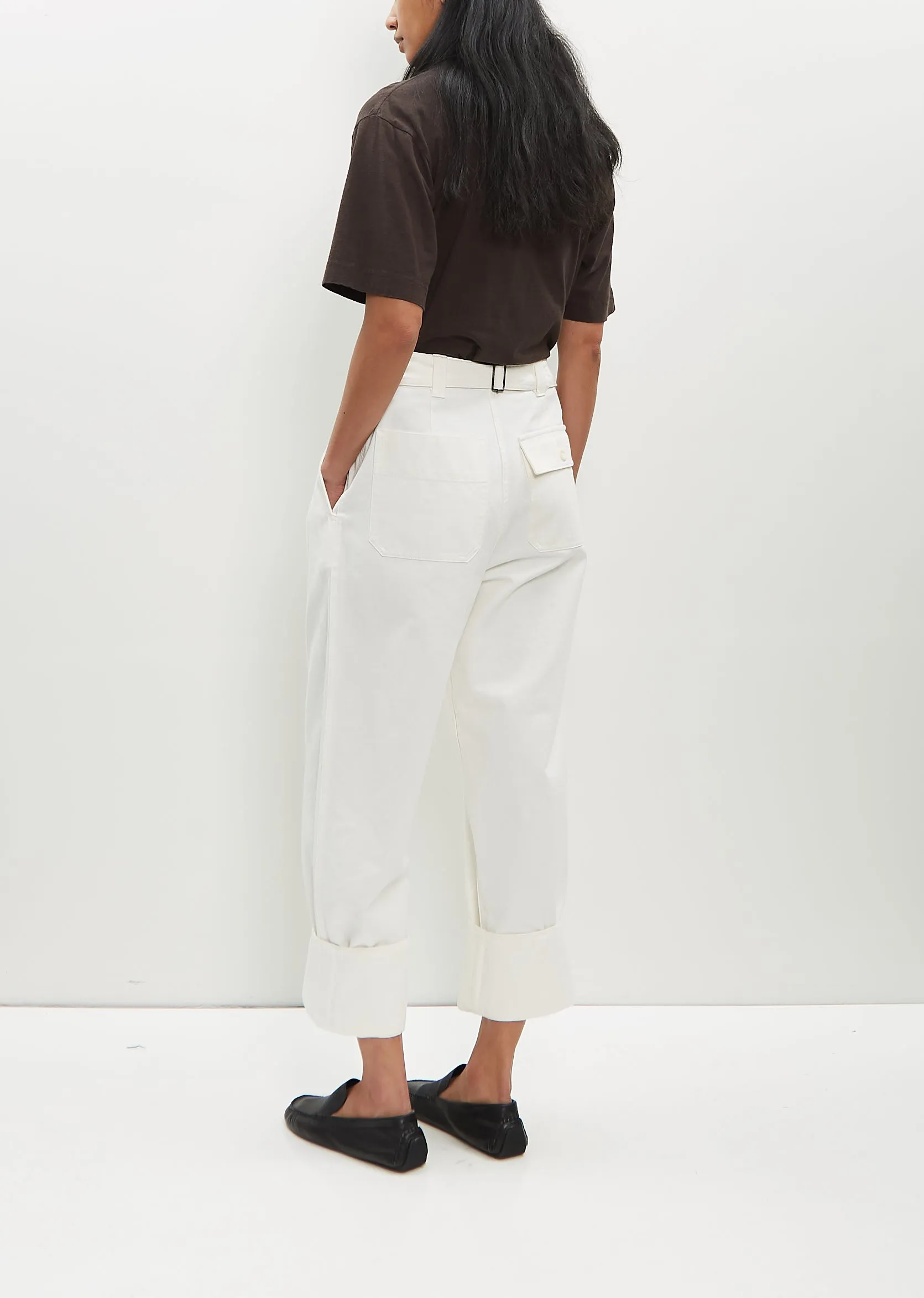 Cinch Back Trouser — White