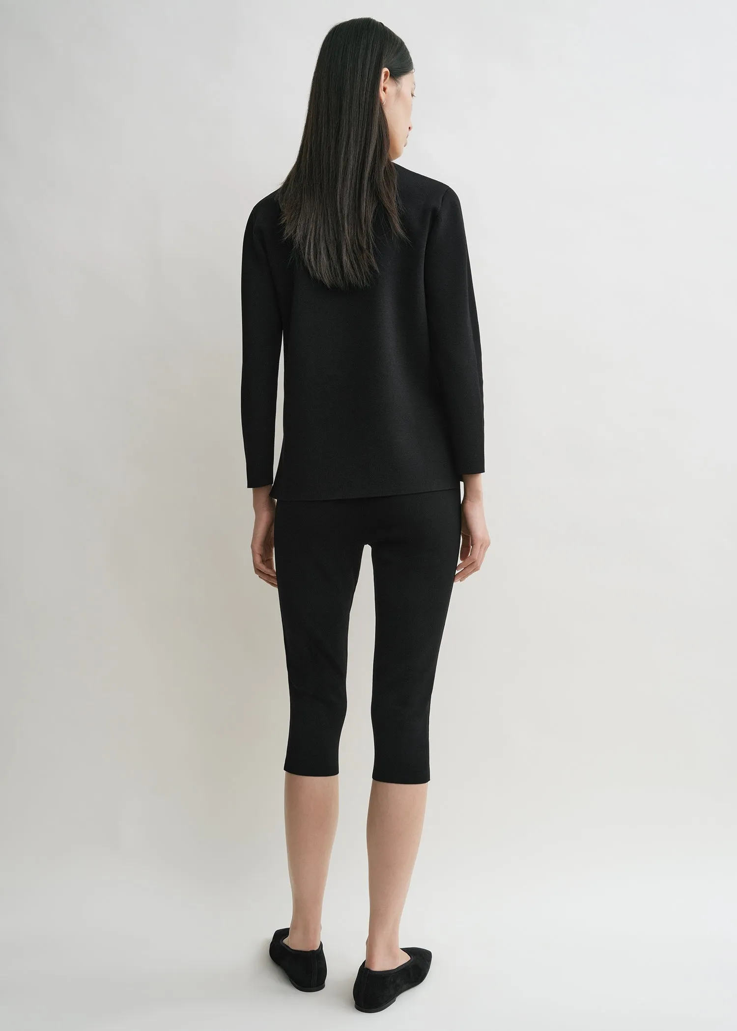 Compact knit capri trousers black