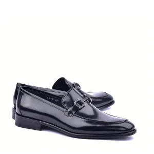 Corrente C043 6415 Men's Shoes Black Calf Skin Leather High Gloss Buckle Loafers (CRT1367)