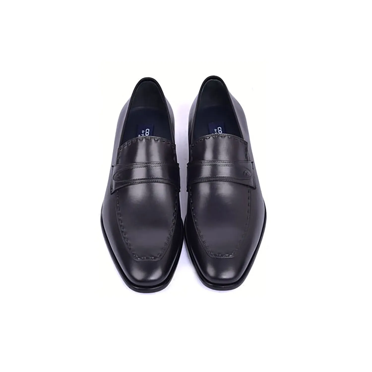 Corrente C0436-6797 Men's Shoes Black Calf-Skin Leather Dress Loafers (CRT1479)