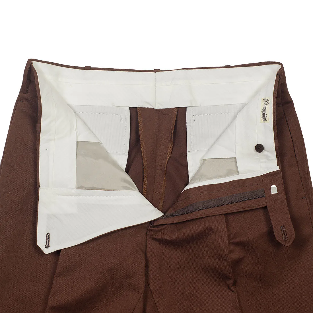 Cotton/linen trousers in chocolate brown twill