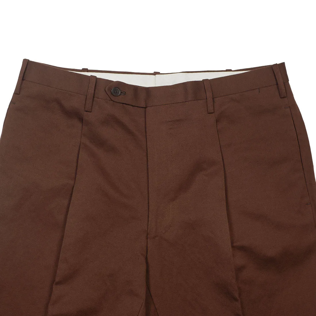 Cotton/linen trousers in chocolate brown twill