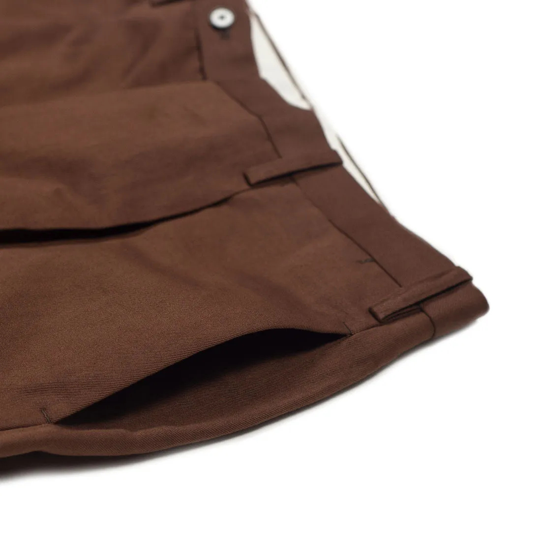 Cotton/linen trousers in chocolate brown twill