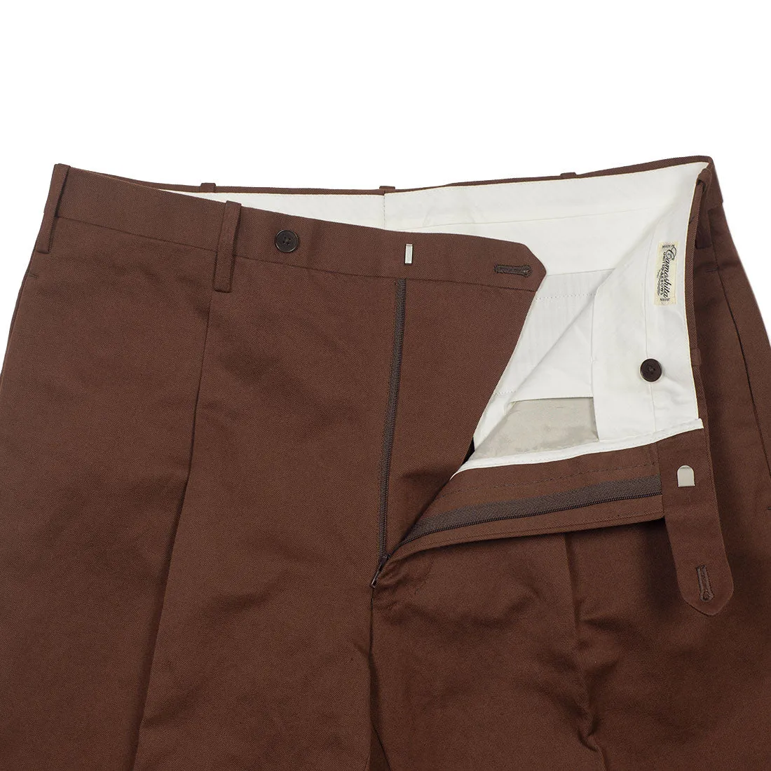 Cotton/linen trousers in chocolate brown twill