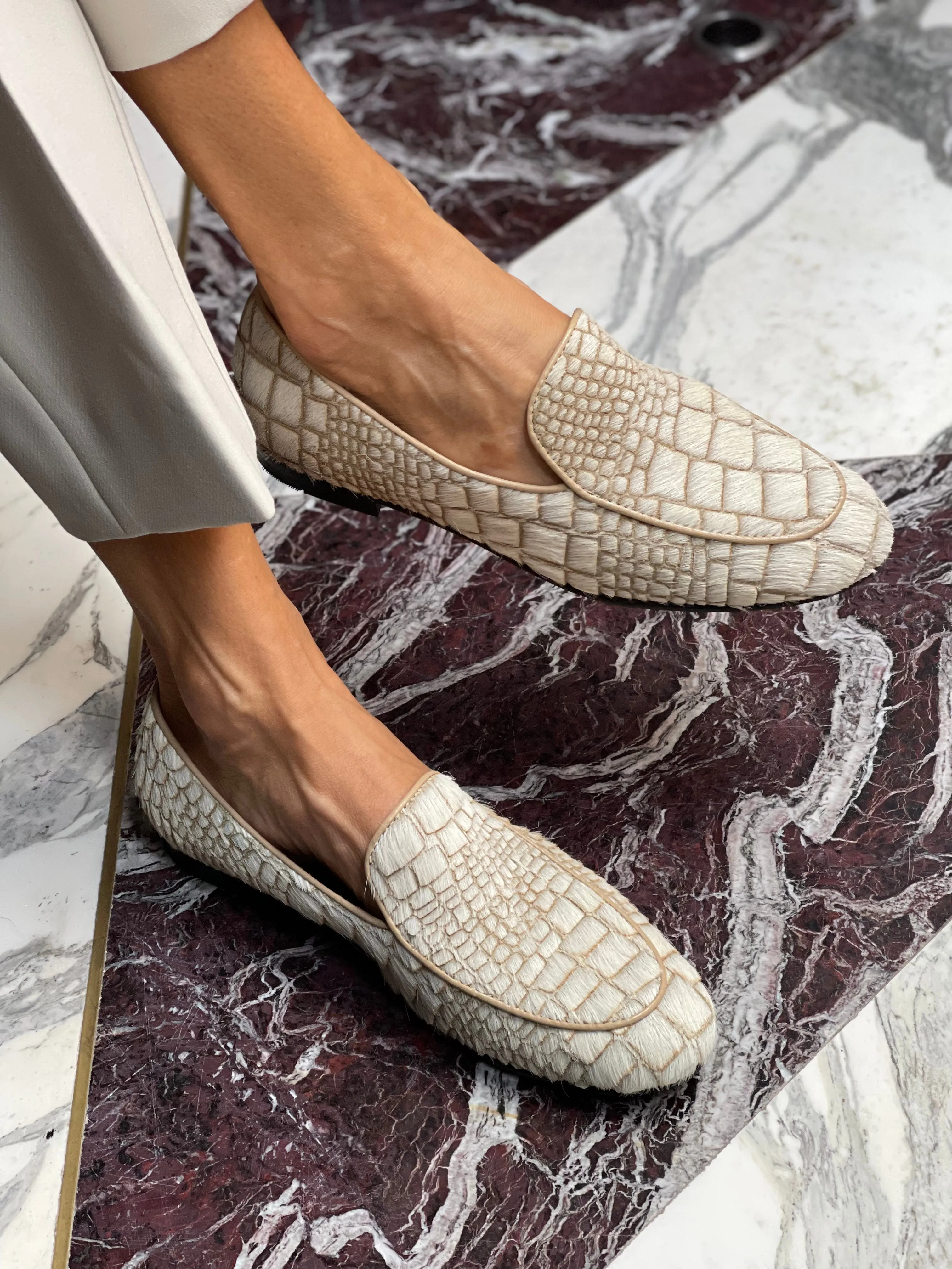 Croco White Loafers