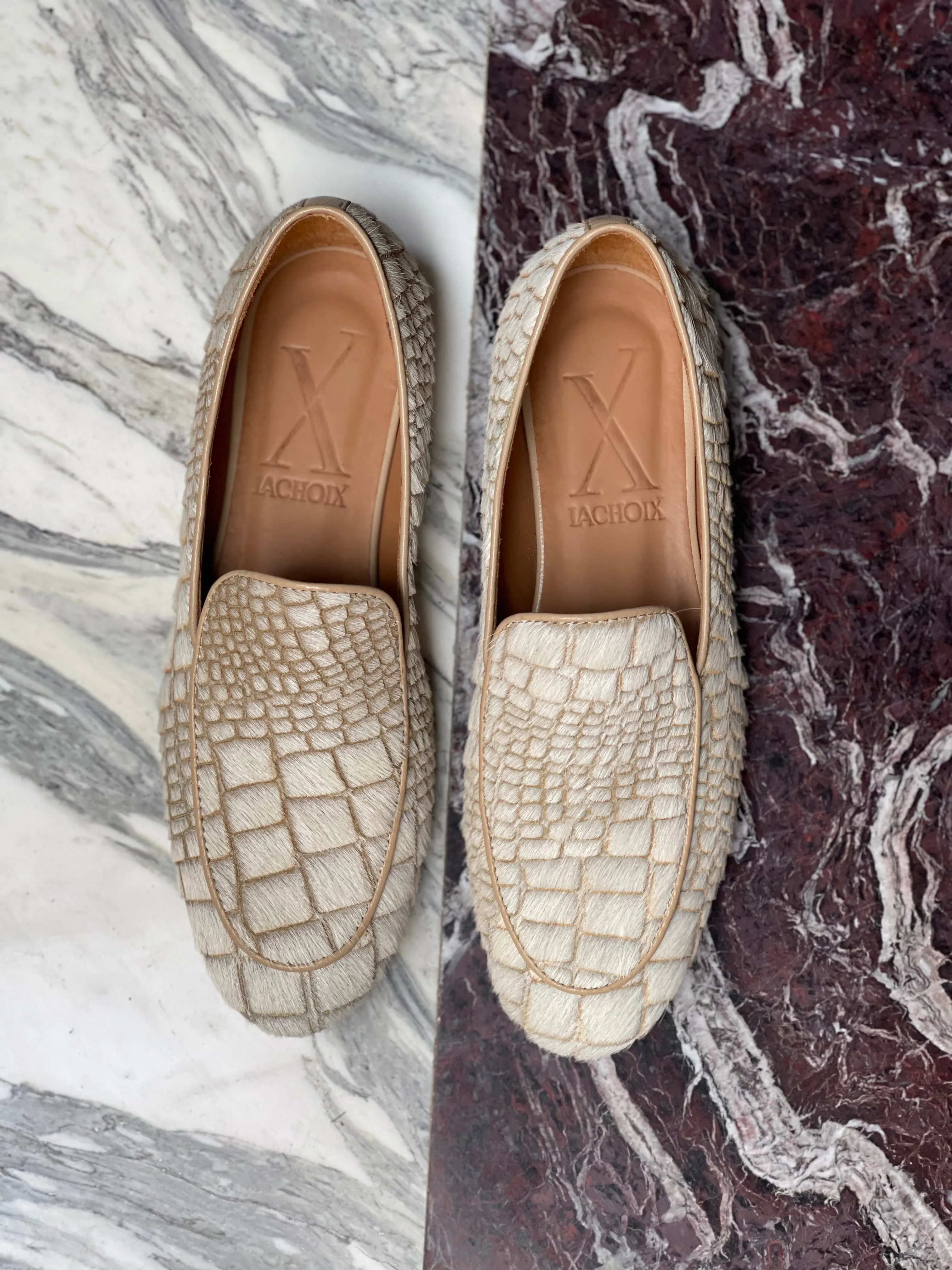 Croco White Loafers