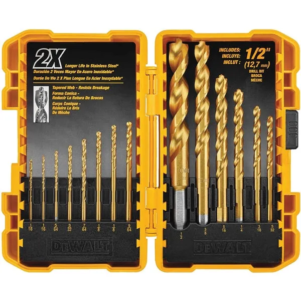 DeWALT DW1354 Drill Bit Set, 14-Piece, HSS, Titanium