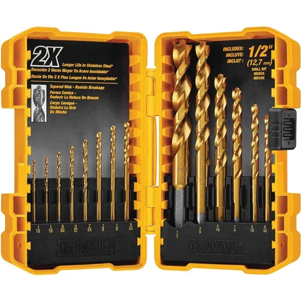 DeWALT DW1354 Drill Bit Set, 14-Piece, HSS, Titanium