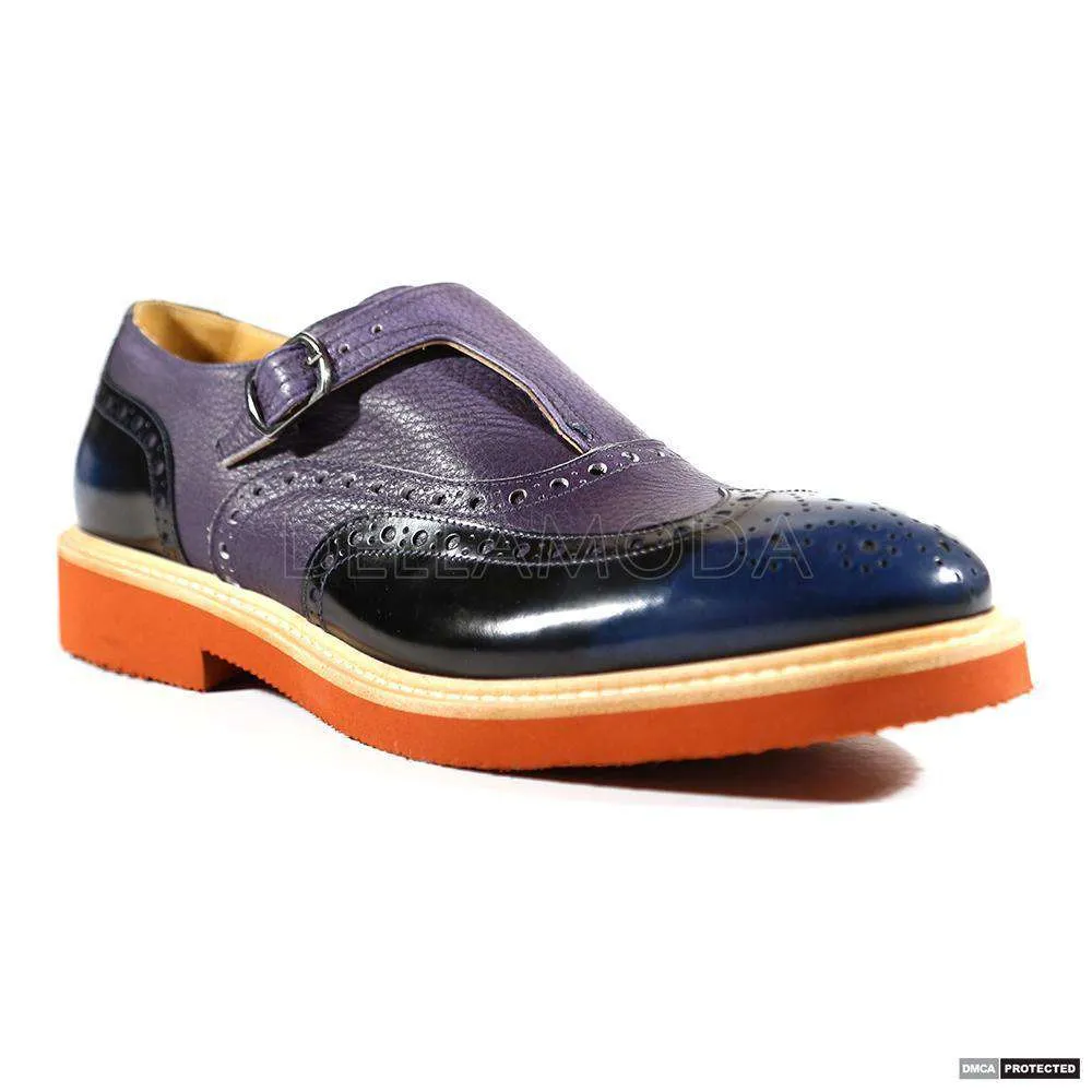 Dino Bigioni Designer Shoes Men's Italian Shade Fume Indigo Loafers (DB1007)